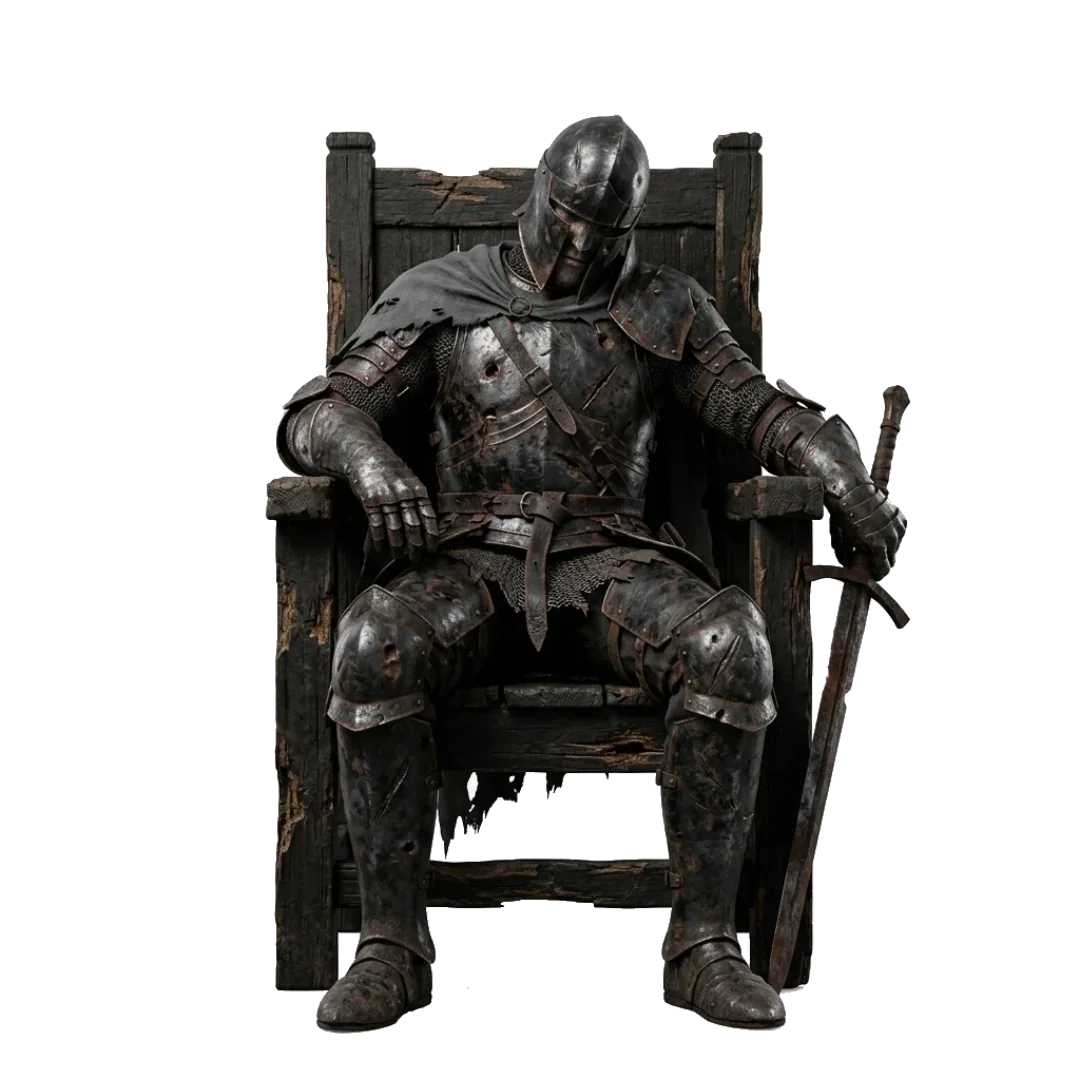 Warrior archetype seated on a throne